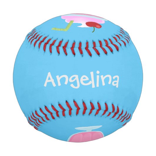 かわいいストロベリーアイスクリームのサンデー漫画 野球ボール (裏面)