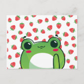 かわいいストロベリーカエル葉書 ポストカード (正面)