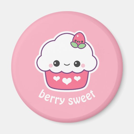 かわいいストロベリーカップケーキ マグネット (正面)