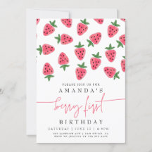 かわいいストロベリーガールベリーの最初の誕生日パーティー