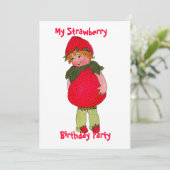 かわいいストロベリーキッド誕生日パーティーの招待状 招待状 (スタンド正面)