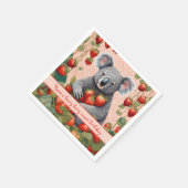 かわいいストロベリーコアラベア誕生日カード スタンダードカクテルナプキン (角)