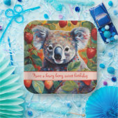 かわいいストロベリーコアラベア誕生日カード ペーパープレート (パーティー)