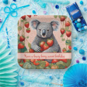 かわいいストロベリーコアラベア誕生日カード ペーパープレート (パーティー)