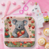 かわいいストロベリーコアラベア誕生日カード ペーパープレート (パーティー)