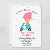 かわいいストロベリーコーン夏アイスクリームパーティー 招待状 (正面)