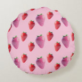 かわいいストロベリースイートピンク&レッドフルーツ ラウンドクッション (裏面)