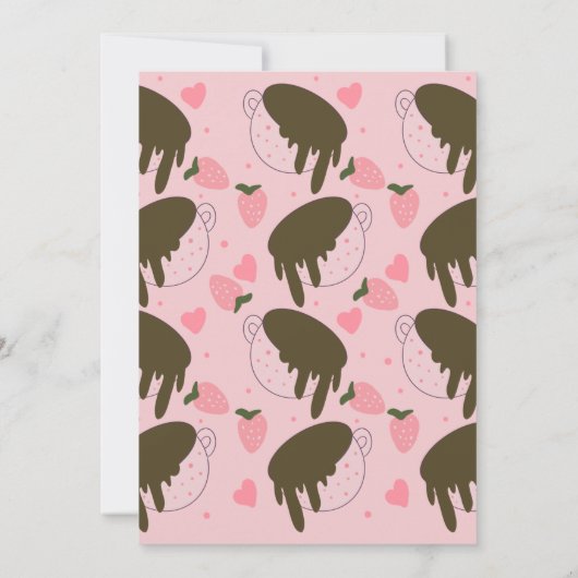 かわいいストロベリーチョコレートドリップ誕生日 招待状 (裏面)