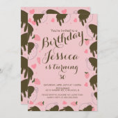 かわいいストロベリーチョコレートドリップ誕生日 招待状 (正面/裏面)