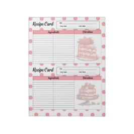 かわいいストロベリートリートメントレシピカード ノートパッド