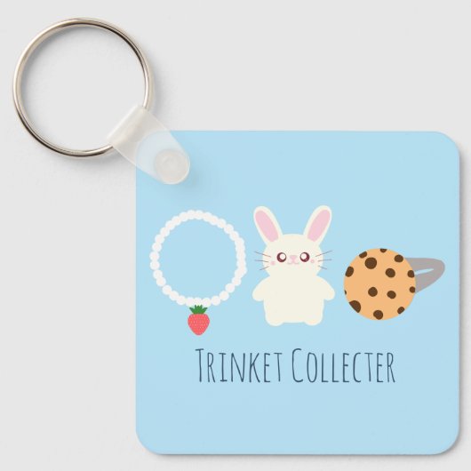 かわいいストロベリーネックレス、バニーとリングや輪 キーホルダー (正面)