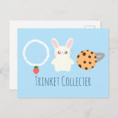 かわいいストロベリーネックレス、バニーとリングや輪 ポストカード (正面/裏面)