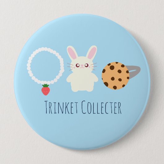 かわいいストロベリーネックレス、バニーとリングや輪 缶バッジ (正面)