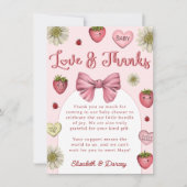 かわいいストロベリーバレンタイン赤ちゃんシャワーありがとう サンキューカード (正面)