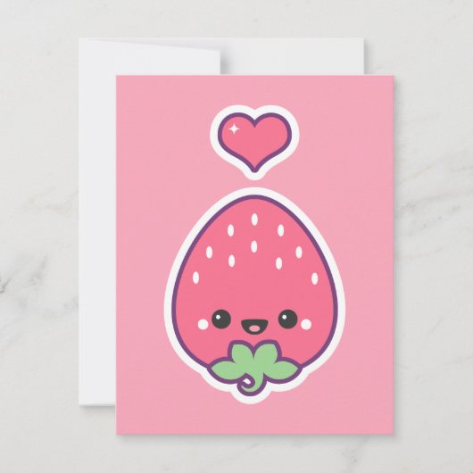 かわいいストロベリーバースデーパーティーの招待 招待状 (正面)