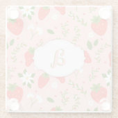 かわいいストロベリーパターンコースター ガラスコースター (裏面)