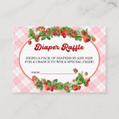かわいいストロベリーピンクおむつラッフルベビーシャワー エンクロージャーカード (正面)