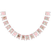 かわいいストロベリーファースト1歳の誕生日12写真 バンティングフラッグ (全)