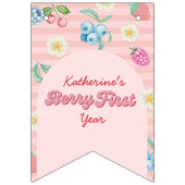 かわいいストロベリーファースト1歳の誕生日12写真 バンティングフラッグ (第1の旗)