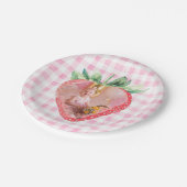 かわいいストロベリーフォトピンクジンガム花嫁 ペーパープレート (アングル)