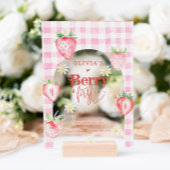 かわいいストロベリーフルーツデイジーベリーファースト誕生日 アクリル招待状