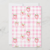 かわいいストロベリーフルーツデイジーベリーファースト誕生日 招待状 (裏面)