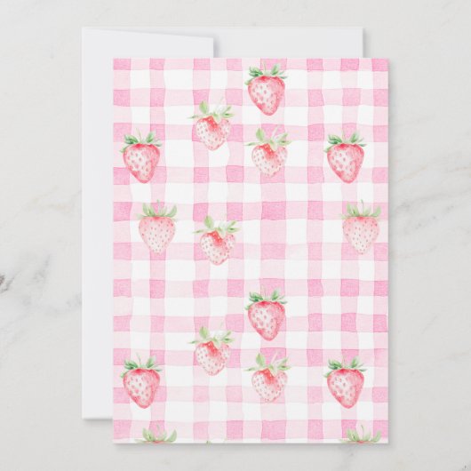 かわいいストロベリーフルーツデイジーベリーファースト誕生日 招待状 (裏面)