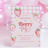 かわいいストロベリーフルーツデイジーベリーファースト誕生日 招待状