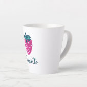 かわいいストロベリーフルーツ名前をカスタムする カフェラテマグ (右アングル)