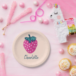 かわいいストロベリーフルーツ名前をカスタムする ペーパープレート