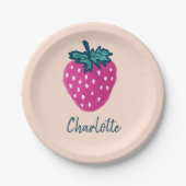 かわいいストロベリーフルーツ名前をカスタムする ペーパープレート (正面)