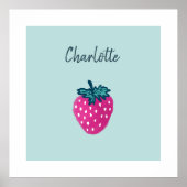 かわいいストロベリーフルーツ名前をカスタムする ポスター (正面)