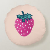 かわいいストロベリーフルーツ名前をカスタムする ラウンドクッション (裏面)