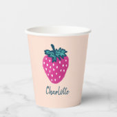 かわいいストロベリーフルーツ名前をカスタムする 紙コップ (正面)
