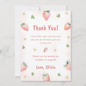 かわいいストロベリーベリー誕生日ありがとう 招待状 (正面)