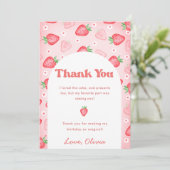 かわいいストロベリーベリー誕生日サンキューカード 招待状 (スタンド正面)