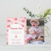 かわいいストロベリーベリー誕生日サンキューカード 招待状 (スタンド正面)