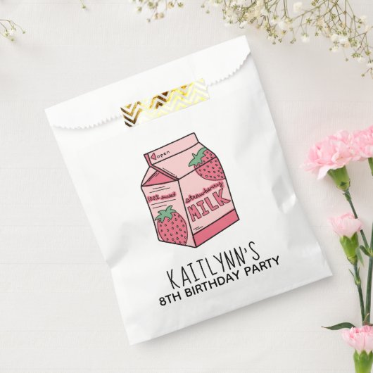 かわいいストロベリーミルク誕生日パーティー フェイバーバッグ (封をした状態)