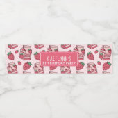 かわいいストロベリーミルク誕生日パーティー ペットボトルラベル (シングルラベル)