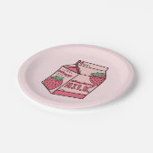 かわいいストロベリーミルク誕生日パーティー ペーパープレート (アングル)