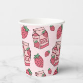かわいいストロベリーミルク誕生日パーティー 紙コップ (裏面)