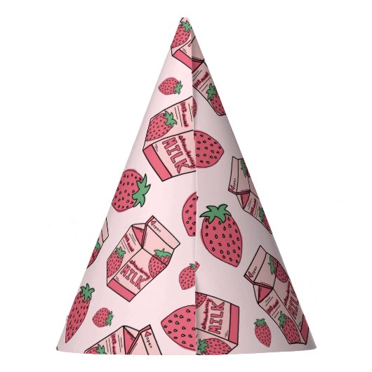 かわいいストロベリーミルク誕生日 パーティーハット (裏面)