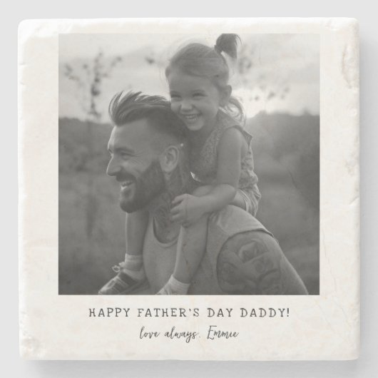 かわいいスナップショット |父の日の写パーソナライズされた真 ストーンコースター (正面)