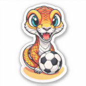 かわいいスニガータイガースネークがサッカーをプレイ シール (正面)