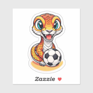かわいいスニガータイガースネークがサッカーをプレイ シール