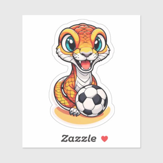かわいいスニガータイガースネークがサッカーをプレイ シール (シート)