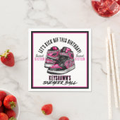 かわいいスニーカーのボールピンク&ブラック誕生日 スタンダードカクテルナプキン (インサイチュ)