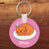 かわいいスヌーズ猫ピンク キーホルダー (正面)