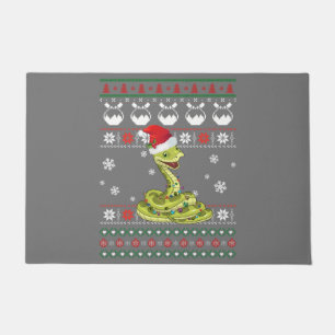 かわいいスネーク醜いセータークリスマスライトパジャマ ドアマット