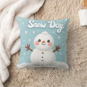 かわいいスノーデイの雪だるまの装飾クッション クッション (ブランケット)